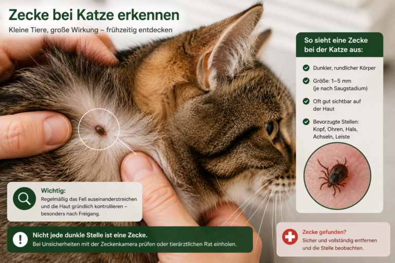 Zecke bei Katze erkennen