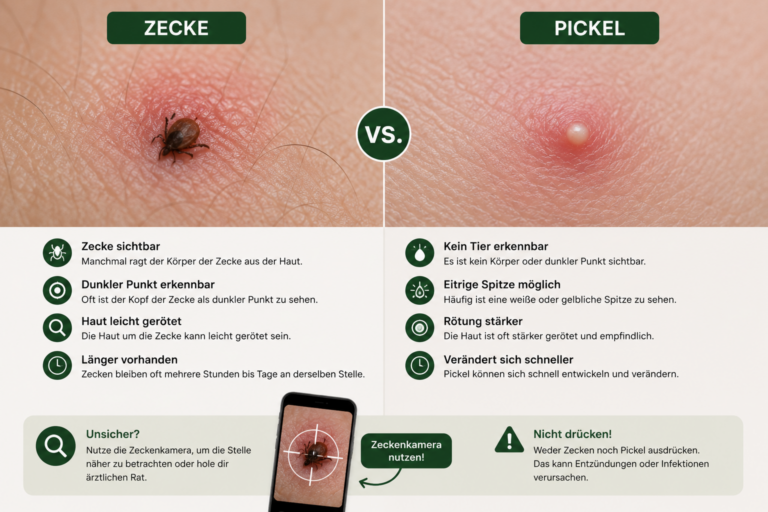 Zecke oder Pickel