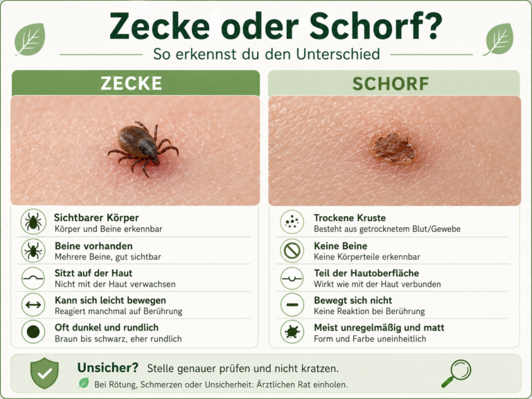 Zecke oder Schorf